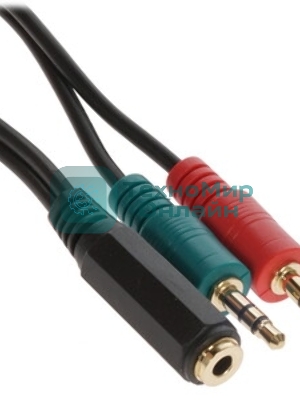 Кабель аудио Cablexpert CCAB-02-35MYHM-0.2MB. 3.5 Jack 4pin(M)/2х 3.5 Jack(F) наушники и микрофон, черный, 0.2м, блистер