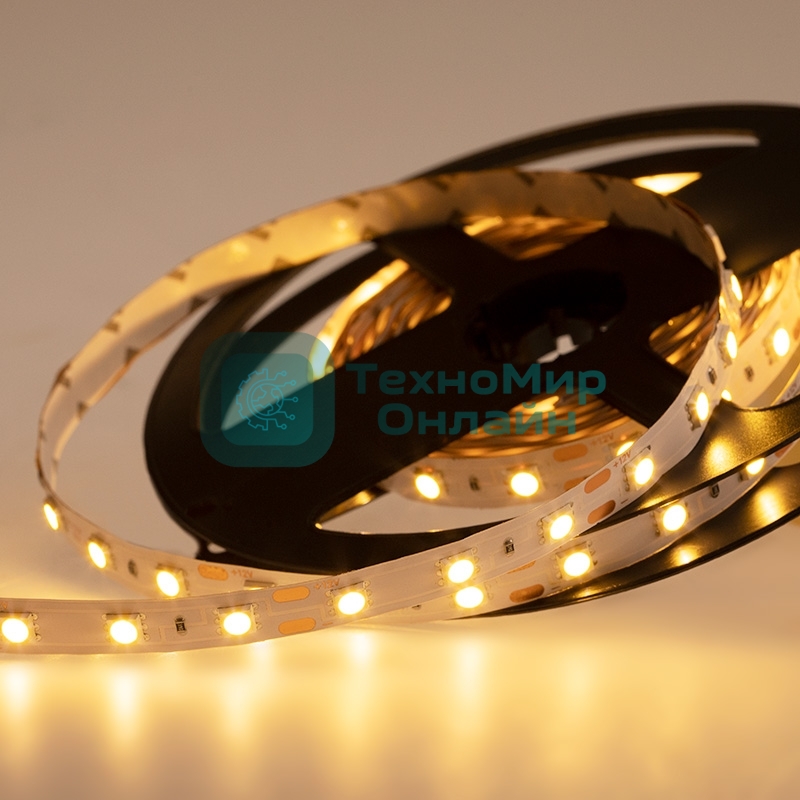 Лента светодиодная открытая, 10 мм, IP23, SMD 5050, 60 LED/m, 12 V, цвет свечения теплый белый