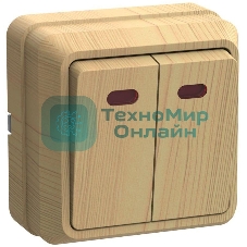 Выключатель 2-кл. ОП ОКТАВА 10А IP20 с индик. сосна IEK EVO21-K03-10-DC