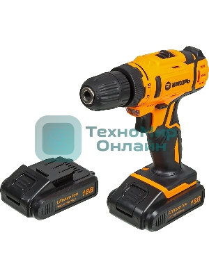 Дрель-шуруповерт Вихрь ДА-18Л-2КА, 18 В, 1,5 Ач, 35 Нм, щеточный