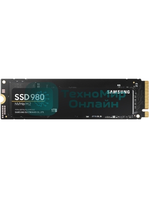 Накопитель SSD Samsung 980, 1000Gb, PCIe 3.0 x4, M.2 2280, NVMe, R/W 3500/3000