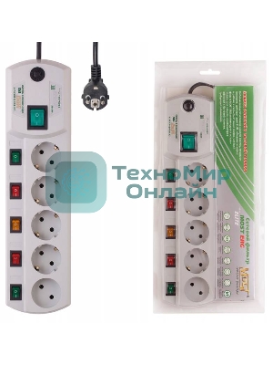 Сетевой фильтр Most ERG 5м, 5 розеток, белый, коробка