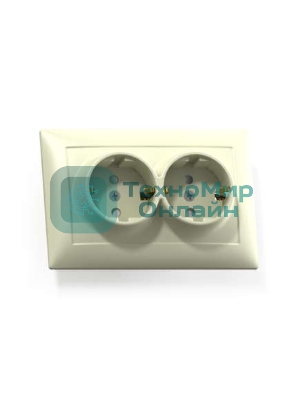 Розетка Кунцево-Электро 2-м СП Селена РС16-372 с заземл. сл. кость