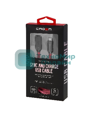 Кабель Crown USB - microUSB CMCU-3132M red