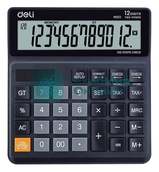 Калькулятор бухгалтерский Deli EM01120 черный 12-разр.