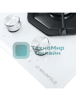 Газовая варочная панель Maunfeld EGHG.32.2CW/G, 2 конфорки, закаленное стекло, белый