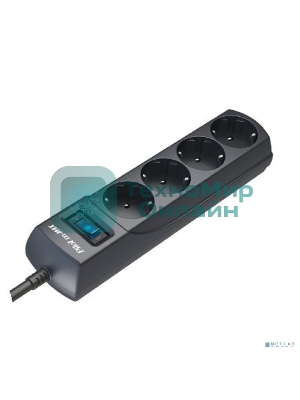 Сетевой фильтр ZIS Pilot m Max 4 розетки (евро с заземлением), 15А/3.3 кВа, автомат, 10 м, черный Surge protector Pilot m Max 4 euro outlets, 15А/3.3кВа, 10m, black