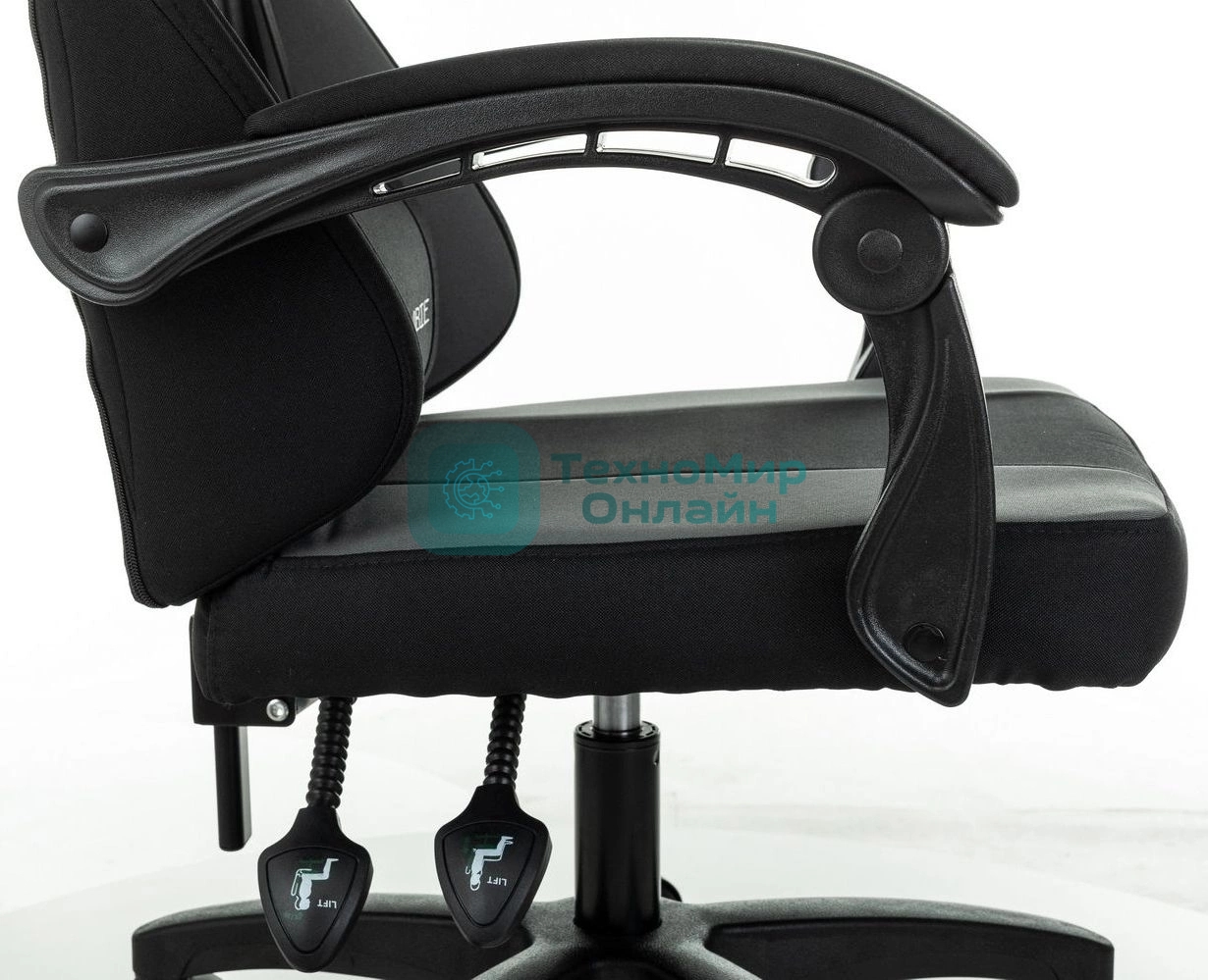 Кресло Zombie Rudger черный/серый, экокожа, 120 кг, механизм качания