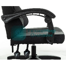 Кресло Zombie Rudger черный/серый, экокожа, 120 кг, механизм качания