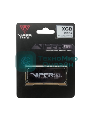Оперативная память Patriot Steel Series, DDR4, 16GB (1x16 GB), 3200 MHz, CL22, радиатор, черный, SO-DIMM