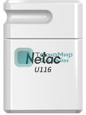 Флешка USB Netac U116 (NT03U116N-016G-20WH), 16Gb, USB 2.0, R/W 70/30, белый