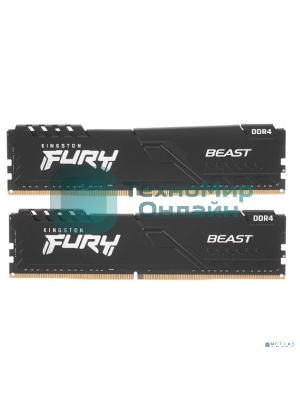 Оперативная память Kingston Fury Beast, DDR4, 32GB (2x16GB), 3200MHz, CL16, DIMM, с радиатором, черный