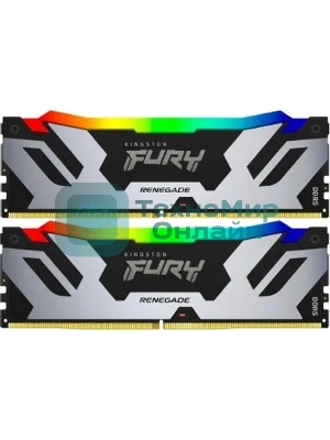 Оперативная память Kingston Fury Renegade, DDR5, 32GB (2x16GB), 6400MHz, CL32, DIMM, с радиатором, RGB, серебристый/черный