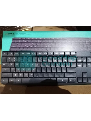 Комплект клавиатура+мышь Logitech MK235 беспроводной, USB, 1000 DPI, серый