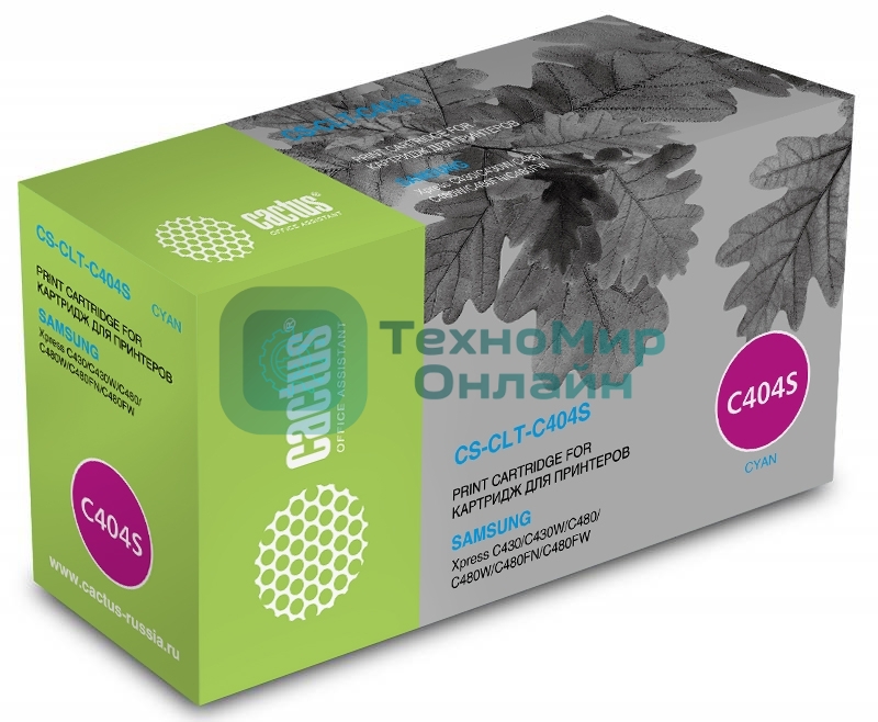 Картридж лазерный Cactus CS-CLT-C404S голубой (1000 стр.) для Samsung SL-C430/C430W/C480/C480W/C480FW