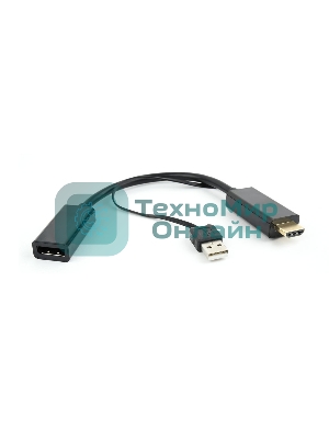 Конвертер HDMI->DisplayPort, Cablexpert DSC-HDMI-DP, HD19M+USBxHD20F, черный