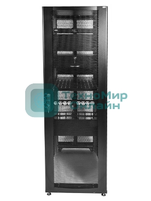 Шкаф серв.ПРОФ нап. 42U (600x1000) дверь перфор., задние двойные перфор., черный, в сборе (ШТК-СП-42.6.10-48АА-9005) (1 коробка)