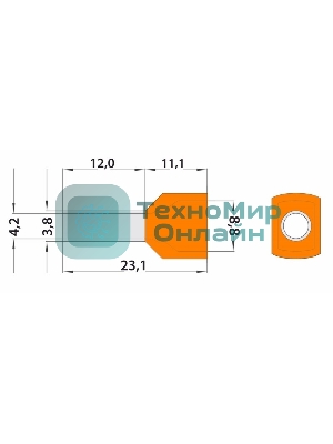 Наконечник штыревой втулочный изолированный Rexant F-12 мм 2х4 мм² (НШВи(2) 4.0-12/НГи2 4,0-12) оранжевый
