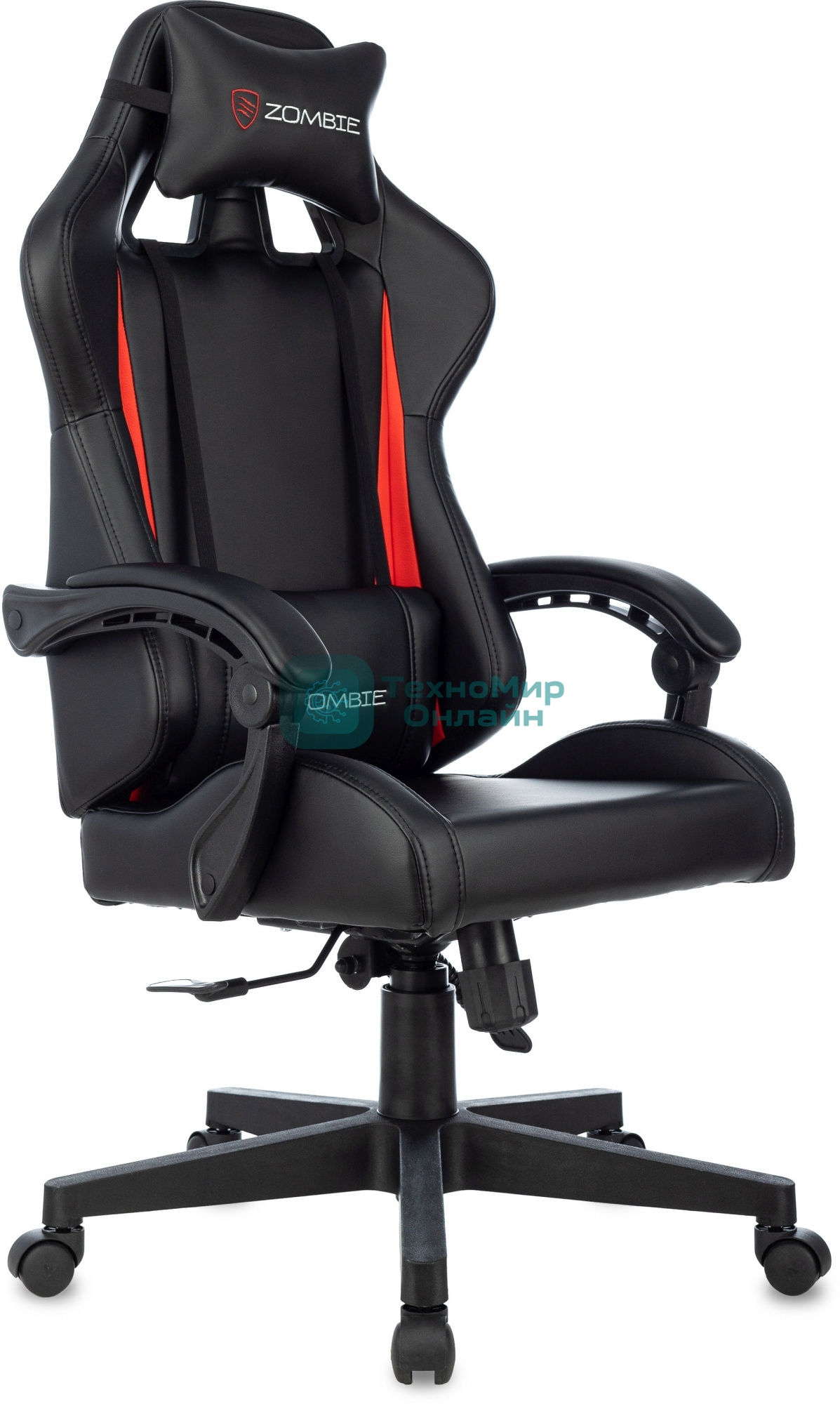 Кресло Zombie GAME TETRA черный/красный, экокожа, 120 кг, механизм качания