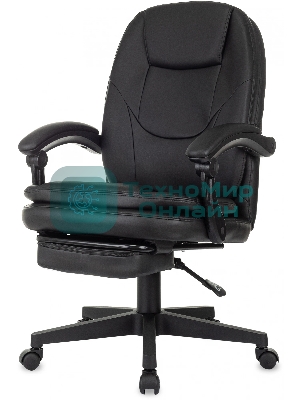 Кресло Бюрократ CH-868N-BF черный, экокожа, подставка для ног