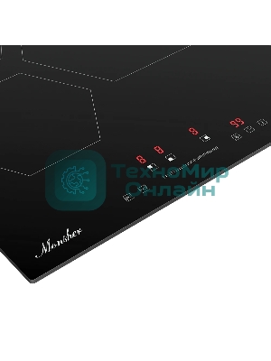 Индукционная варочная панель Monsher MHI 4506, 45 см, индукция, High-Tech, inverter, 9 уровней мощности, бустер, Stop and Go, автоматическое отключение, таймер, индикатор остаточного тепла, сенсорное/слайдерное управление, черный