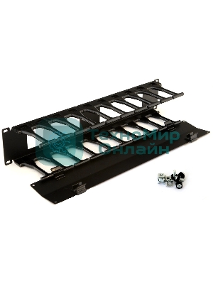 Органайзер Hyperline CMF-2U-FPL106-MCOV-RAL9005 Кабельный организатор с крышкой, глубина 106 мм, 19