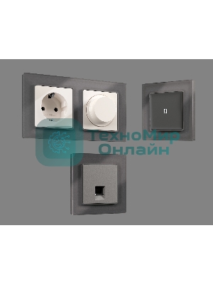 Рамка ALFA Platos (Антрацит серый Стекло органическое) 1-ая AF330651