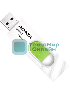 Флешка USB ADATA UV320 (AUV320-512G-RWHGN), 512Gb, USB 3.2 Gen1, R/W 100/30, белый/зеленый