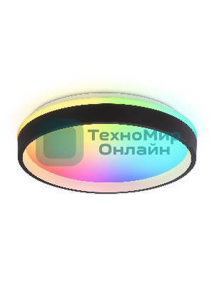Светодиодный светильник RGB Ambrella light FZ604 BK/GD черный/золото IP20 46W 3000K-6500K+RGB D390*80 (ПДУ ИК)