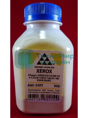Тонер Xerox Phaser 6000/6010/6015/6125/6128/6130/6140/6500/6505 Yellow, (фл.30г.) AQC фас. России