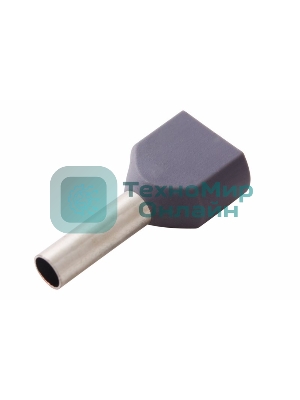 Наконечник штыревой втулочный изолированный Rexant F-10 мм 2х2.5 мм² (НШВи(2) 2.5-10/НГи2 2,5-10) серый