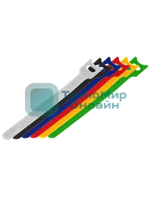 Набор хомутов-стяжек многоразовых на липучке Rexant 310х16 мм, цветная, упаковка 12 шт.