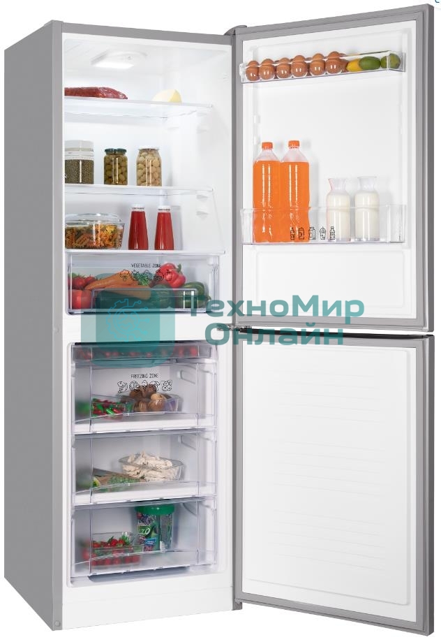 Холодильник Nordfrost NRB 161NF S серебристый двухкамерный 170/105л морозилка снизу, No Frost