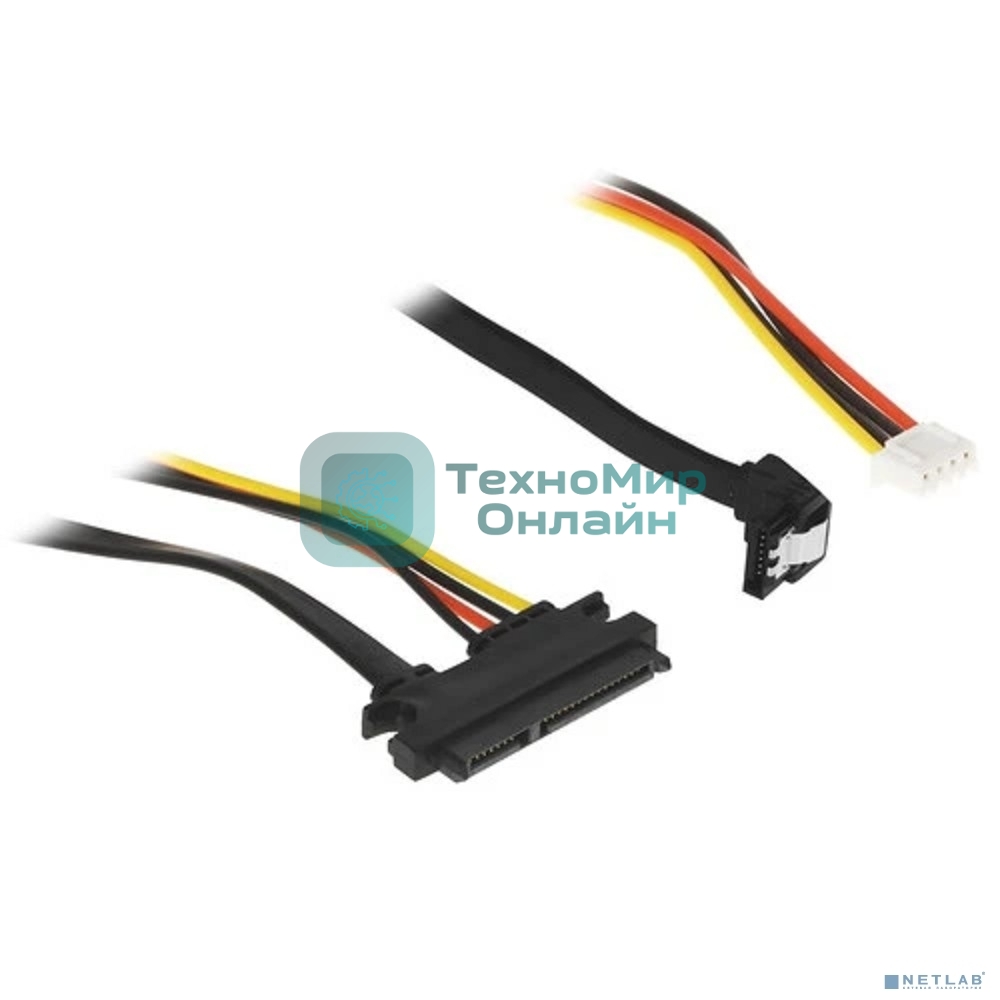 Кабель питания Sata Cablexpert CC-XH2.54-SATAL-40CM, XH2.54 4pin+ Sata угловой 7pin/Sata 7+15pin, 40 см, пакет