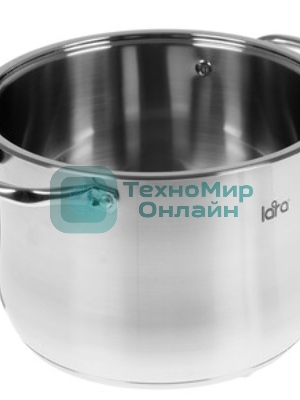 Кастрюля Lara LR02-42 10 л (нерж) 26x19 см, 10 л, капсулир индукц дно, стекл крышка
