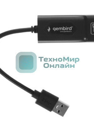 Сетевой адаптер Ethernet Gembird NIC-U10, Type-C USB 2.0 - Fast Ethernet adapter, пластик, черный, RTL8152