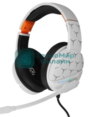 Гарнитура Oklick HS-L710G белый/чёрный, проводная, USB, подсветка