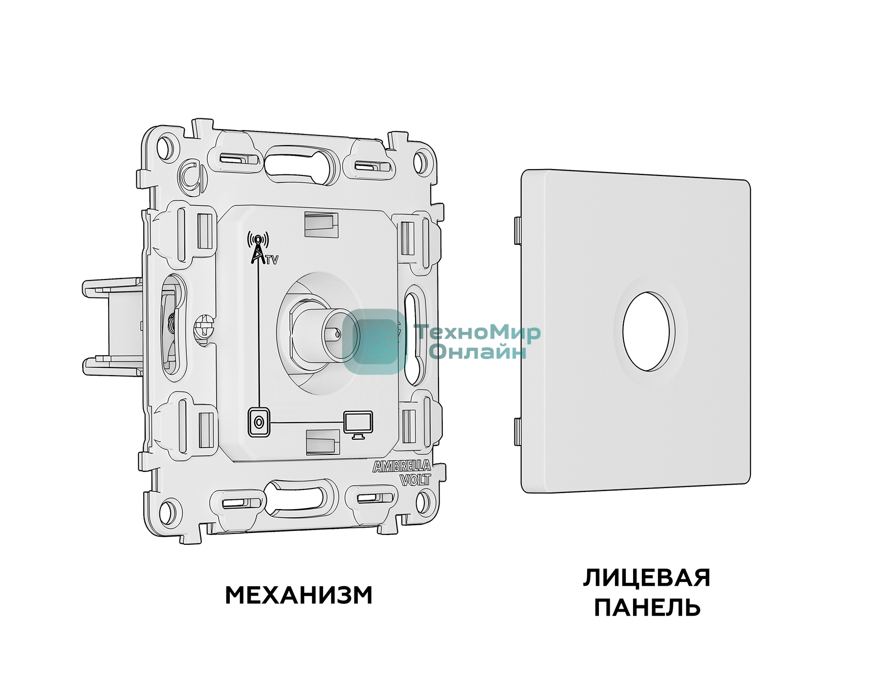 Комплект механизма TV розетки оконечной ALFA Бежевый глянец 50-870 MHz 1dB QUANT (AP3130, VM202) MA313010