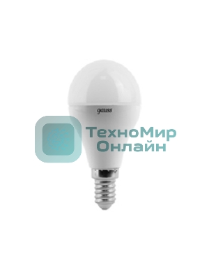 Лампа светодиодная Gauss 6.5Вт шар 3000К теплый белый E14 520лм 150-265В