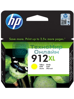 Картридж струйный HP 912XL 3YL83AE желтый увеличенной емкости (825 стр) для HP OfficeJet 801x, 802x