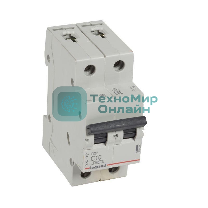 Выключатель автоматический модульный 2п C 10А 4.5кА RX3 Leg 419695