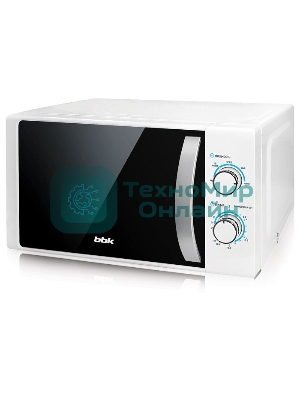 Микроволновая печь BBK 20MWS-711M/WS C белый/серебристый, 20 л, 700 Вт, переключатели - поворотный механизм