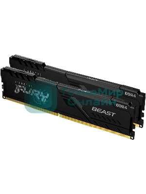 Оперативная память Kingston Fury Beast, DDR4, 64GB (2x32GB), 3600MHz, CL18, DIMM, с радиатором, черный