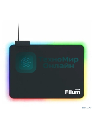 Коврик игровой для мыши Filum FL-MPL-M-GAME серия- Bulldozer, черный, подсветка, оверлок, размер “M”- 350x250x4 мм, ткань+резина.