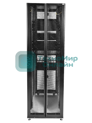 Шкаф серв.ПРОФ нап. 42U (600x1000) дверь перфор., задние двойные перфор., черный, в сборе (ШТК-СП-42.6.10-48АА-9005) (1 коробка)