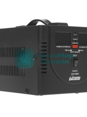 Стабилизатор напряжения Powerman AVS 500D черный (500ВА, 5А, КПД 98%, циф. индикация вх./вых. напряж.)