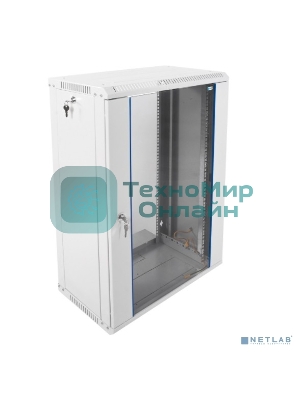 Шкаф телекоммуникационный настенный разборный ЦМО 18U (600 х 350) дверь стекло, черный (ШРН-Э-18.350-9005)