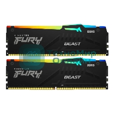 Оперативная память Kingston Fury Beast, DDR5, 32Gb (2x16Gb), 6000MHz, CL36, DIMM, с радиаторами, RGB, черный