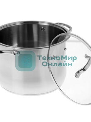 Кастрюля Lara LR02-42 10 л (нерж) 26x19 см, 10 л, капсулир индукц дно, стекл крышка