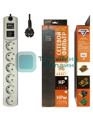 Сетевой фильтр Most HPw 2 м (6 розеток) белый (коробка)